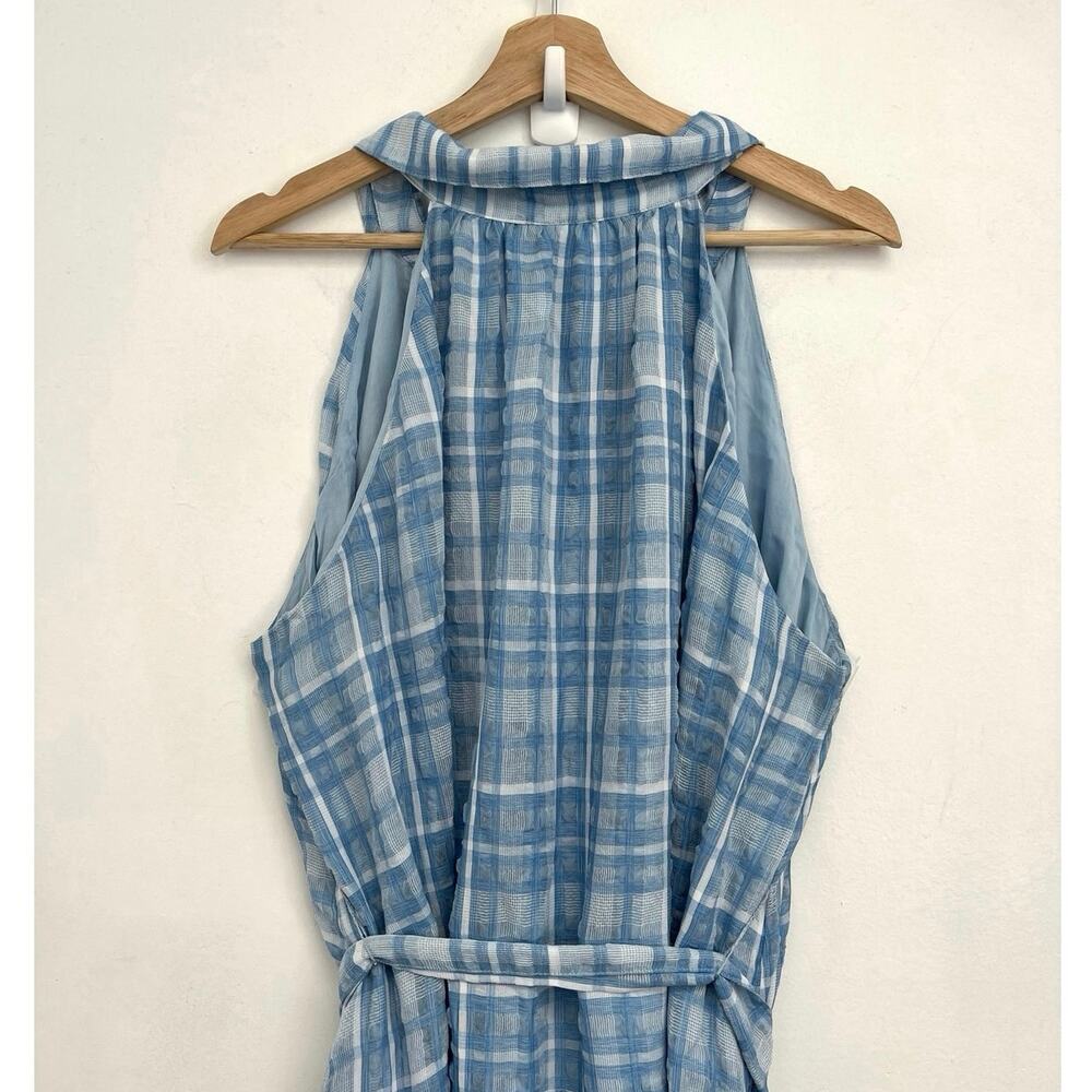 By Anthropologie Plaid Sleeveless Tiered Ruffle Hem Tie Waist Maxi Dress XL - Picture 6 of 15